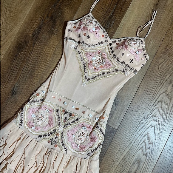 Vintage 100% Silk Beaded Dress Vintage Beaded Dress Sue Wong Dress Shell Mermaid - Picture 5 of 17